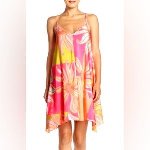 Lilly Pulitzer Just a Splash Clara Silk Trapeze Summer Beach Pink Orang Dress XL